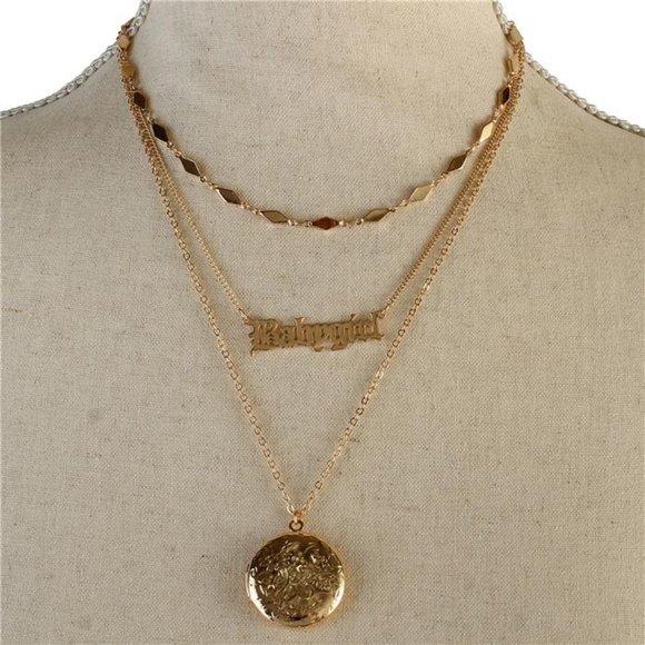 METAL MULTI CHAIN ROUND NECKLACE - Picture 1 of 2